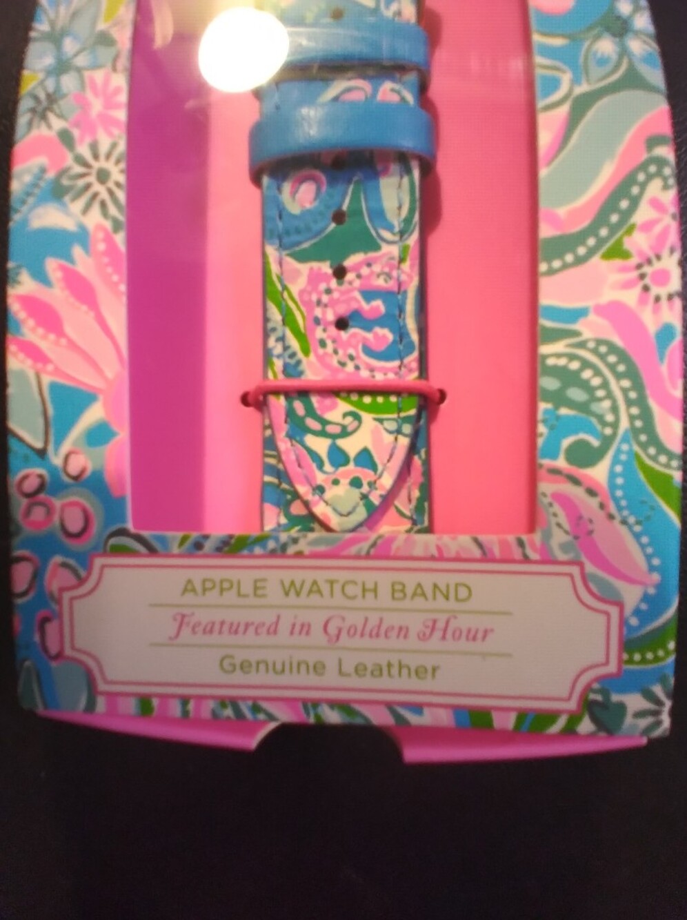 NWT Lilly Pulitzer Leather Apple Watch Band in Pink, Blue & Green Floral - Picture 4 of 5